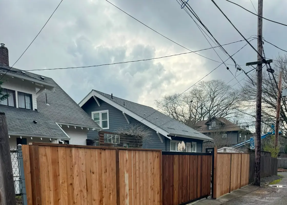 Residential cedar fence installed by Evergreen Gate & Fence